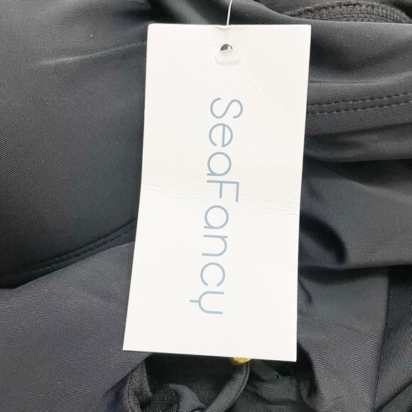 NWT SeaFancy One Piece Black Swimsuit With Side Cutouts Women’s Size Medium NEW - Picture 8 of 12